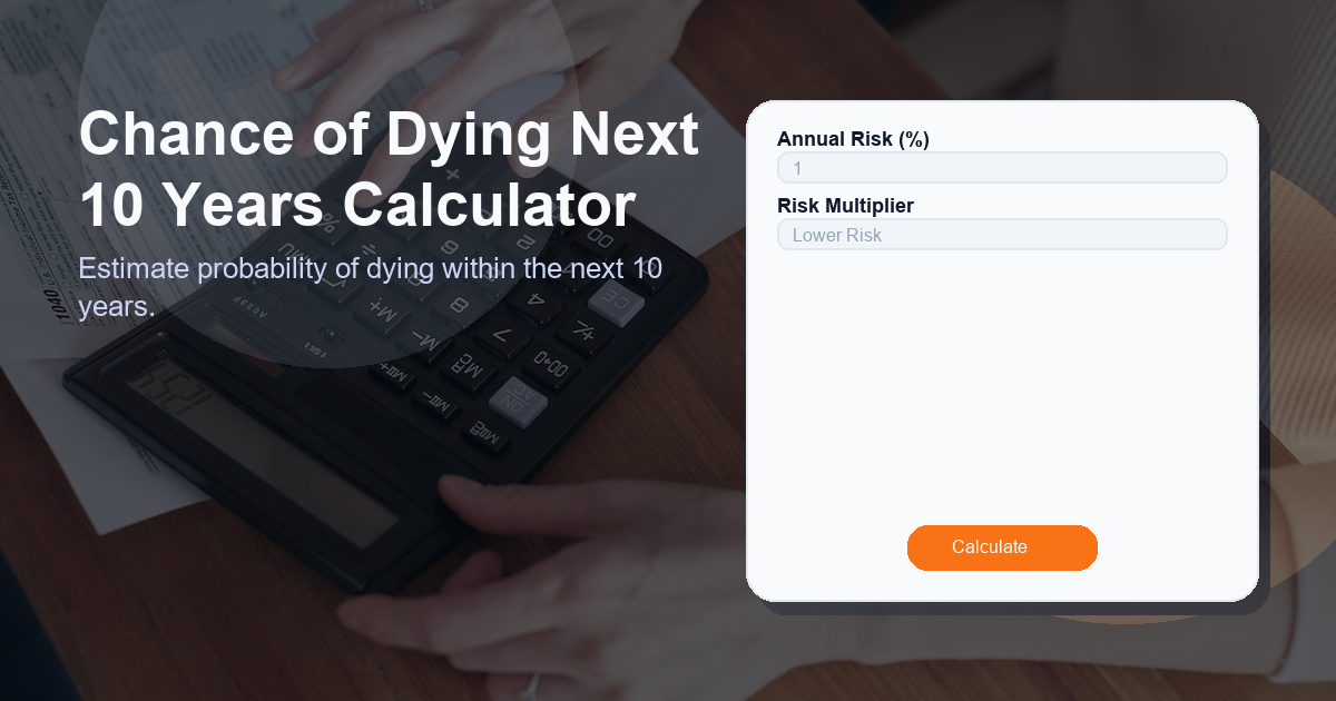 Estimate probability of dying within the next 10 years.