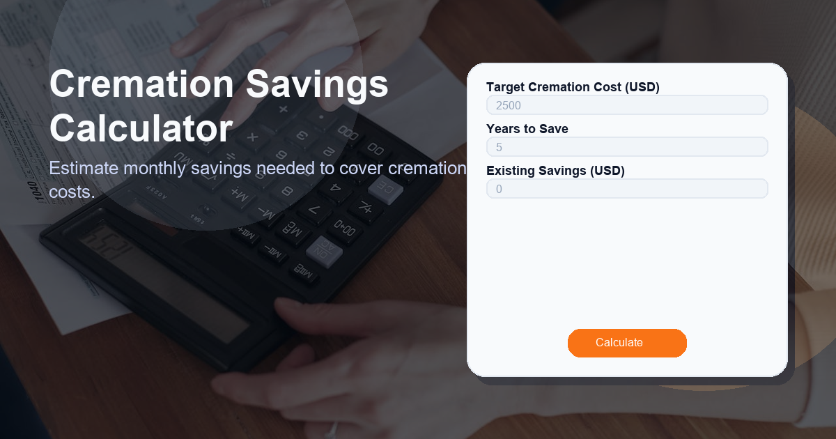 Estimate monthly savings needed to cover cremation costs.