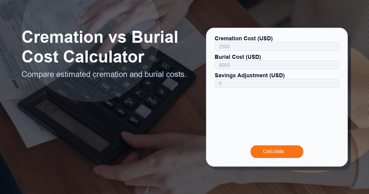 Compare estimated cremation and burial costs.