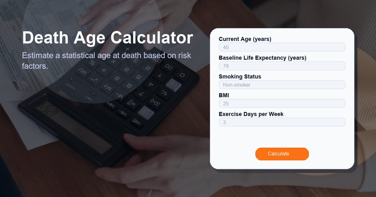Estimate a statistical age at death based on risk factors.