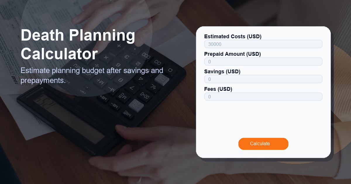 Estimate planning budget after savings and prepayments.