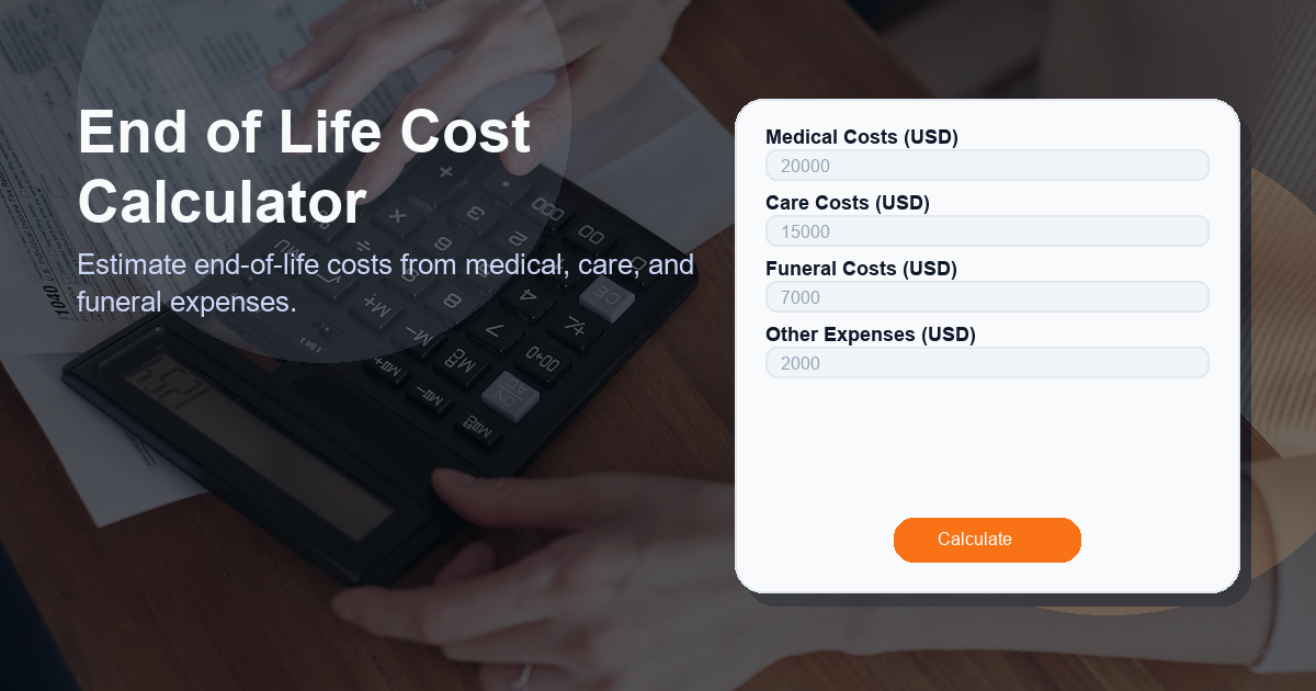Estimate end-of-life costs from medical, care, and funeral expenses.