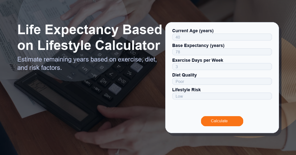 Estimate remaining years based on exercise, diet, and risk factors.