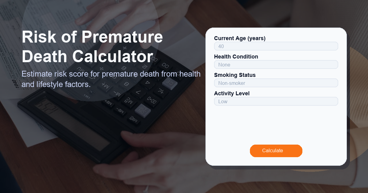 Estimate risk score for premature death from health and lifestyle factors.
