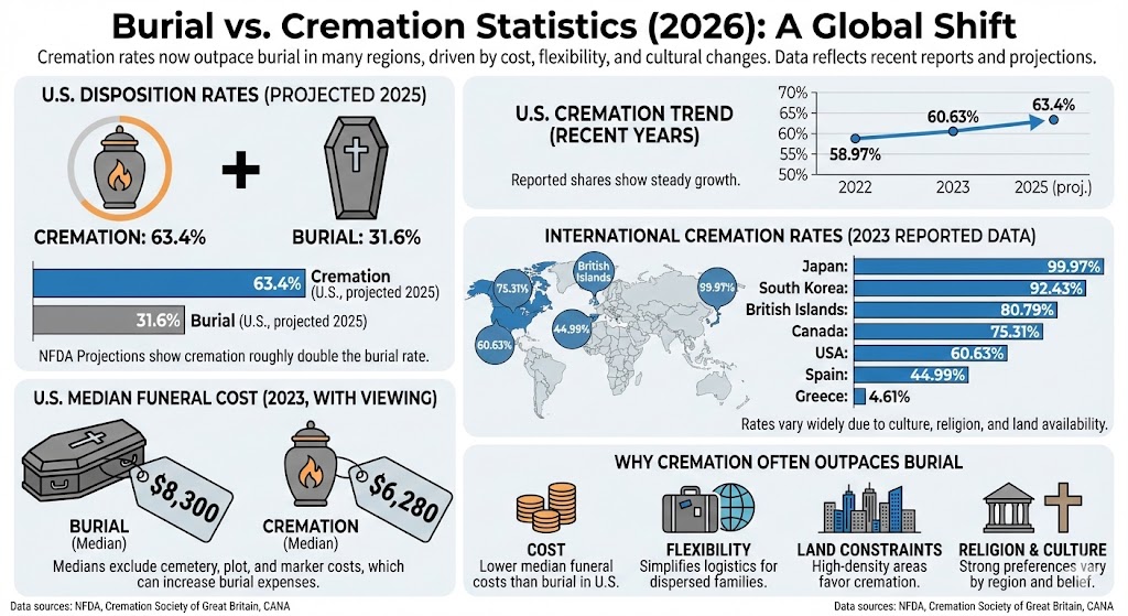 burial vs cremation statistics